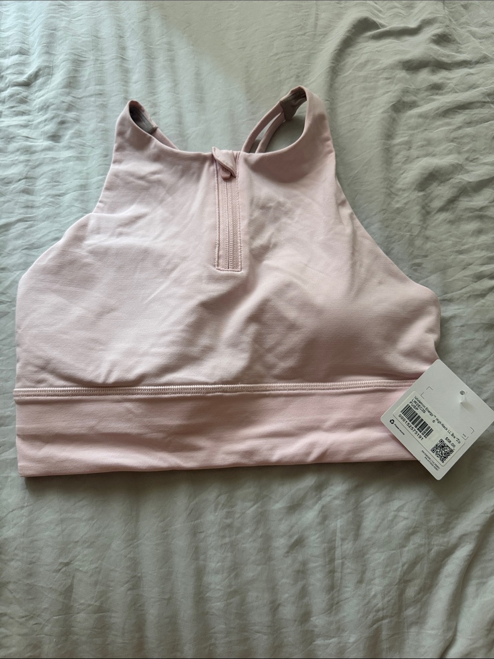 🍋LULULEMON Energy High-Neck Long-Line Zip-Front Bra Flush Pink Size 6 NWT